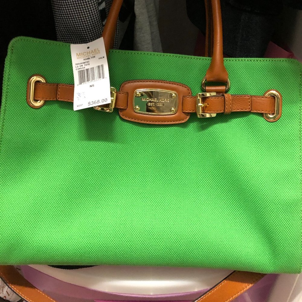 Green canvas Michael Michael Kors purse